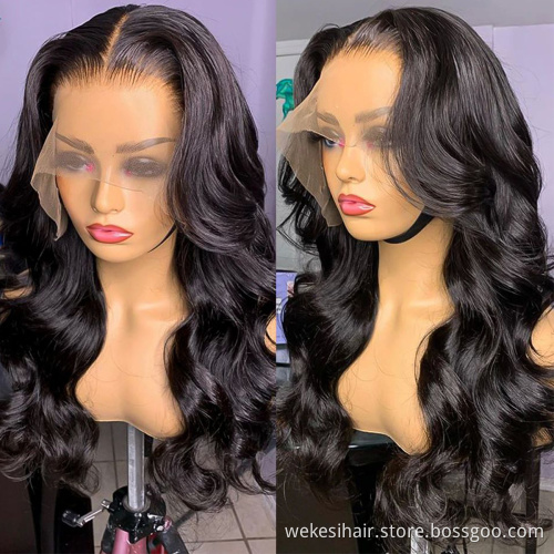 100 Brazilian Virgin Human Hair HD Lace Front Wig Pre Plucked 13*4 Cuticle Aligned Human Virgin Hair Wig Double Drawn Body Wave